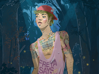 Gods as Hipsters - Pan forest gods illustration mythology night