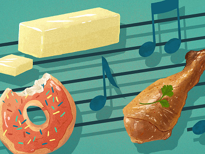 Nutritional Harmony butter donut fitness food health illustration meat music nutrition spot