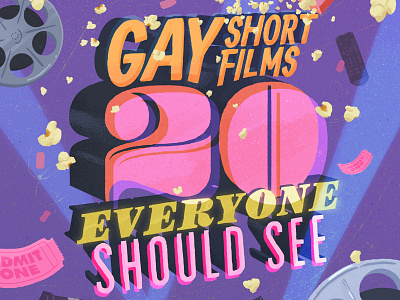 20 Gay Short Films Everyone Should See cover design film gay hand lettering illustration lettering lgbt movies typography