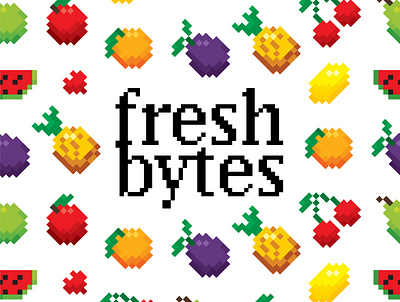 Fresh Bytes concept fruit illustration logo logo design logo design concept pixel art pixel logo
