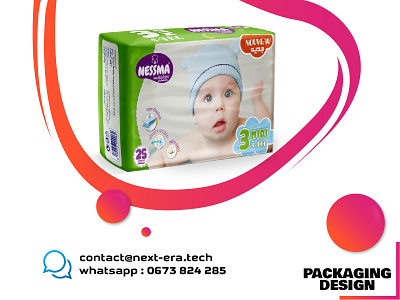Packging Design Baby Diaper baby branding bébé clean design diaper graphic design illustration logo newborn packaging soft wetwipes