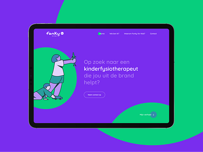 Landing page Fonky colorscheme green illustration interface landing purple round ui ux web design