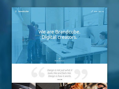 Brandcube black blue clean design page portfolio ui web website white