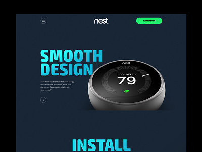 Nest Concept black clean dark design interface nest smart thermostat ui uxdesign website