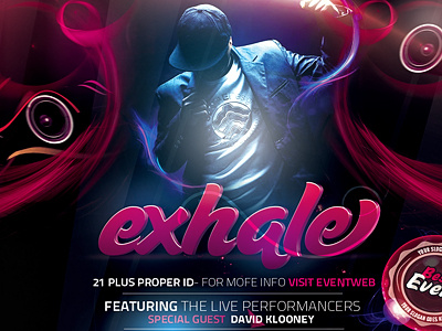 PSD Exhale Flyer Template abstract club club flyer cool flyer dance disco dj entertainment flyer midnight music nightclub party advertisements party flyer party templates pink popular flyers poster print psd flyer template purple render