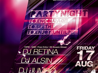 Party Flyer -PSD- club colorful dance dj event flyer light midnight music nightclub party flyer party poster poster