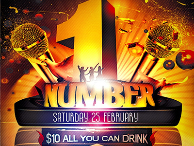 N1 Party Flyer -PSD- amazing bash celebrities club colorful dj entertainment event flyer midnight music n1 nightclub number one numberone party flyer poster stylish