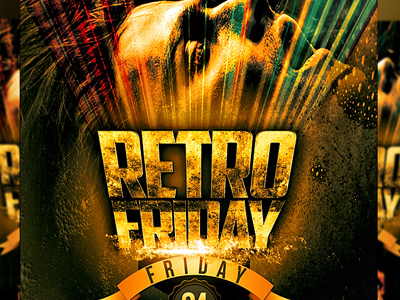 PSD Retro Friday Flyer Template club colorful dance dj event flyer light midnight music nightclub party flyer party poster poster psd retro retro poster typography