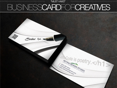 Business Card for "Creatives" abstract art artist black business card cmyk code corporate creative creatives design designer developer fashion logo minimal mockup photographer print print ready professional simple studio stylish template texture unique web web design white