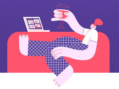 Online wine party digital editorial illustration illustrator lockdown magazine illustration online people social social distancing stayhome vector virtual wine