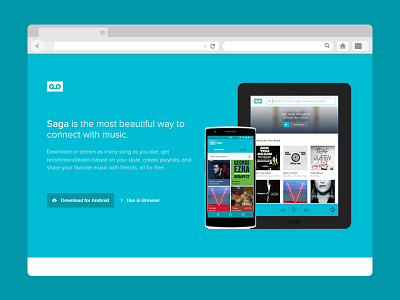 Landing Page for Saga app landing music ui webpage