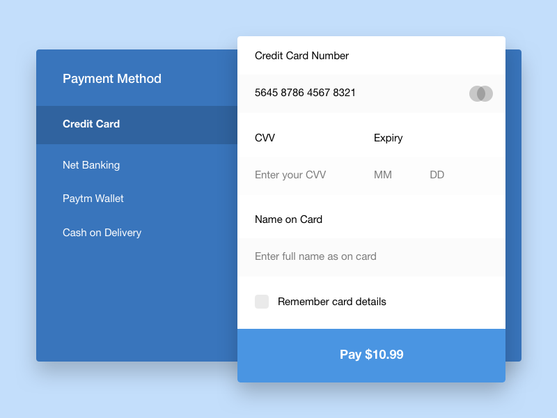 Daily UI #2 Credit Card Checkout by Anand Chowdhary on Dribbble