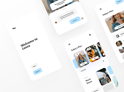 Losco - App for Students and Teachers behance blue concept light minimalist mobile app mobile ui soft ui