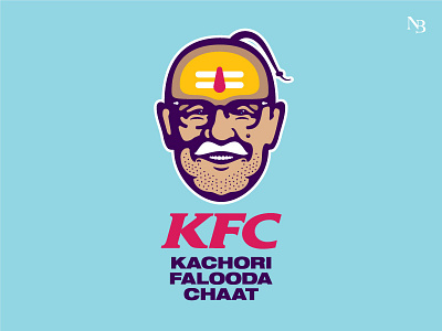 Desi KFC amazing branding clean design flat illustration indian kfc portrait trending tribute