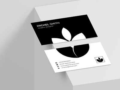 Horizontal black white business card design.
