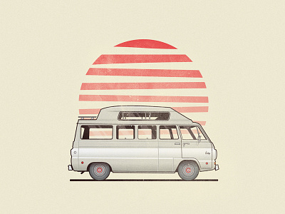 Swenyo Van dodge stroke sun texture van vector vintage