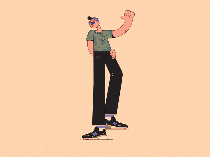Who likes camouflage? This guy? new balance flat stroke dude man camouflage guy illustration