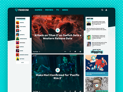 Fandom Site Redesign games media movies pop culture product design tv ui design ux design