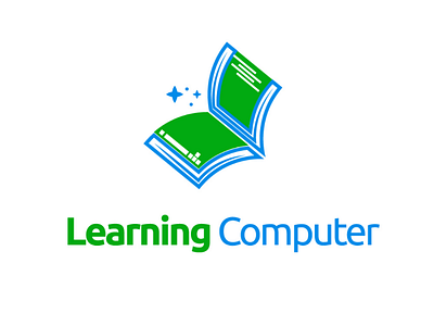 Learning Computer blue book computer design graphic green laptop logo logodesign study typography