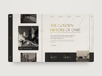 Vintage landing page for the town of Omiš branding city concept design gold modern old retro town ui ux vintage web web design webdesign