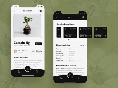 PART 1 - Plantely - Plant information UI black concept design flower minimal mobile modern plant simple ui ux