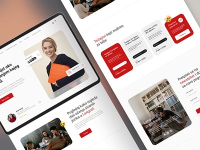 LANGOOL - Foreign language school concept education minimal mobile modern red student typography ui ux web webdesign