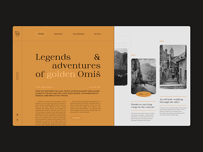 History of the town of Omiš - web layout concept design gold minimal modern retro town ui vintage web webdesign