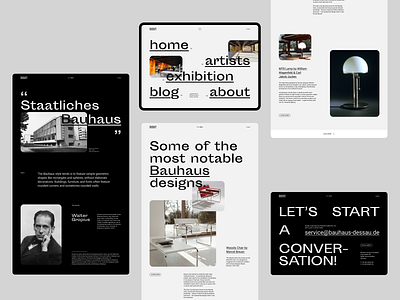 Bauhaus museum website - concept bauhaus black contact design layout menu minimal modern museum typography ui web website