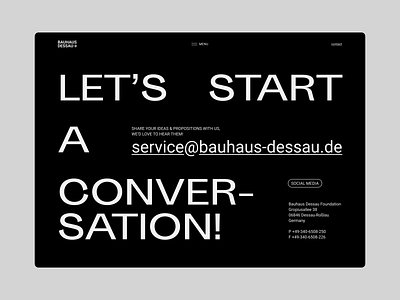 Bauhaus museum - contact page art art gallery bauhaus contact contact page design exhibition layout lead menu minimal modern museum typography ui ux web