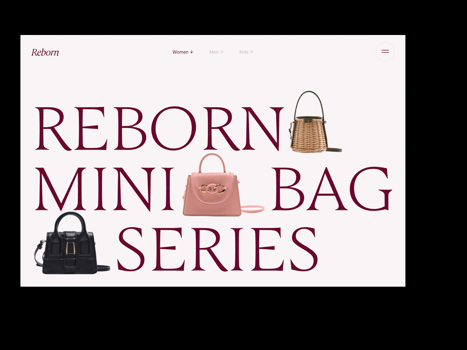 Reborn branding design ecommerce minimal modern pink shop store typography ui ux web website