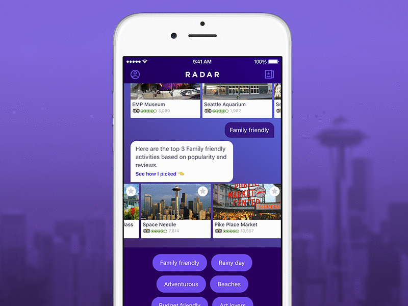 Introducing Radar app flights iphone local mobile restaurants travel