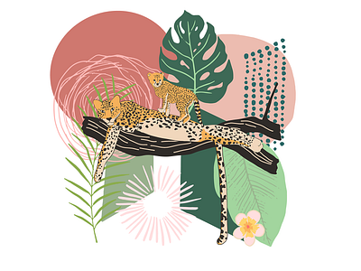 Hidden tropics abstract abstract art animals botanical cheetah jungle leaves plant tropics vector