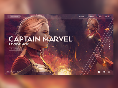 Captain Marvel UI avengers captain marvel design flat illustration illustrator minimal typography ui vector web website