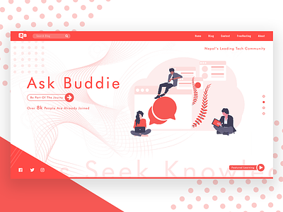 AskBuddie Web UI askbuddie design facebook flat illustration minimal typography ui vector web website