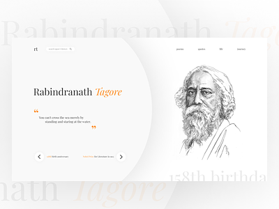 Rabindranath Tagore UI Design design flat illustration minimal rabindranath typography ui ux web website