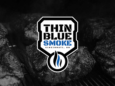 Thin Blue Smoke bbq branding design grill icon label logo logos rebrand vector