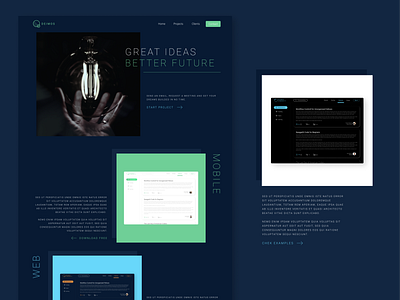 Deimos Landing block blue branding business dark dark ui gray green minimal minimalist professional square ui