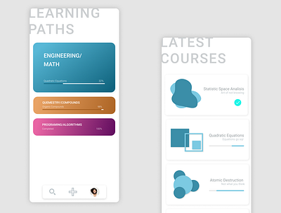 Mobile Learning Platform blue branding clean clear design gradient gray ilustration learning light minimal minimalism minimalist mobile professional ui ux