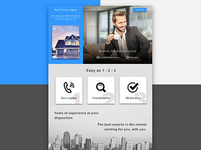 Real Estate Agent Profile or Landingpage blue gray house housing landing page lightblue professional profile profile design profile page real estate realestate ui uidesign uiux web web design webdesign website website design