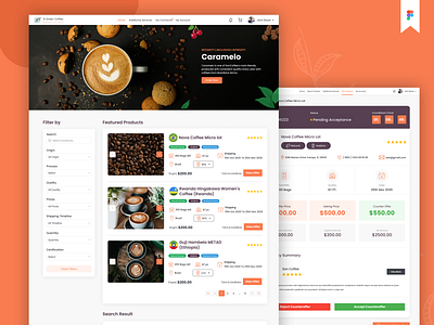 A Coffee Beans eCommerce Marketplace App UI & UX Design dashboard ui ux ecommerc app ecommerce ui ecommerce ux ecommerce website figma technext studio web app ui web app ux web ui web ux