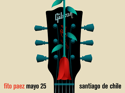 Fito Paez en Santiago de Chile concert concert flyer concert poster fito paez flower flower illustration gibson guitar guitarra illustration music musica poster rock