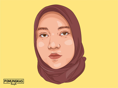 Hijabis Young Girl Head Vector Cartoon