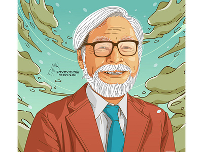 Hayao Miyazaki from Studio Ghibli art ghibli illustration potrait vector vector art vector illustration vector potrait vectorart vectors