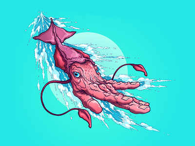 Squhand creature creaturedesign fingers hand illustration sea creature squid tactile touch water