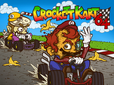 CrockettKart64 character design color concept digital 2d illustration mariokart nintendo64 videogame