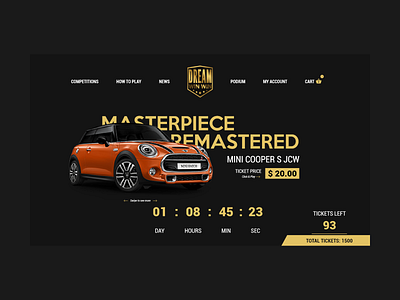 Dream Win-Win cars competition future game homepage mini cooper play ui ux web design