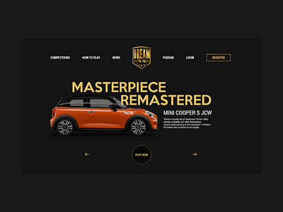 DWW - Landing Page black black and gold branding car design dream dww game game design gold landing page design landing page ui layout lucky draw mini cooper online game ui uiux uiux design ux