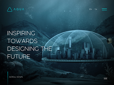 Underwater City - Website Concept aqua design future futuristic landing page photoshop realistic ui concept uidesign uiux underwater web design