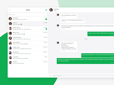 Application Designs chat app chatapp email design file manager file upload green inbox mail app mailbox uiux user user list userinterface webapp
