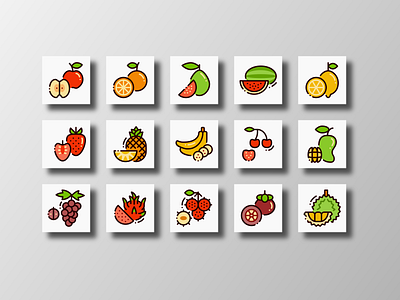 Fresh Fruits (Filled Outline) app cartoon colored creative design doodle elements filled fresh fruit fruit healthy food icon icon bundle icon set iconfinder iconography line pack ui vector